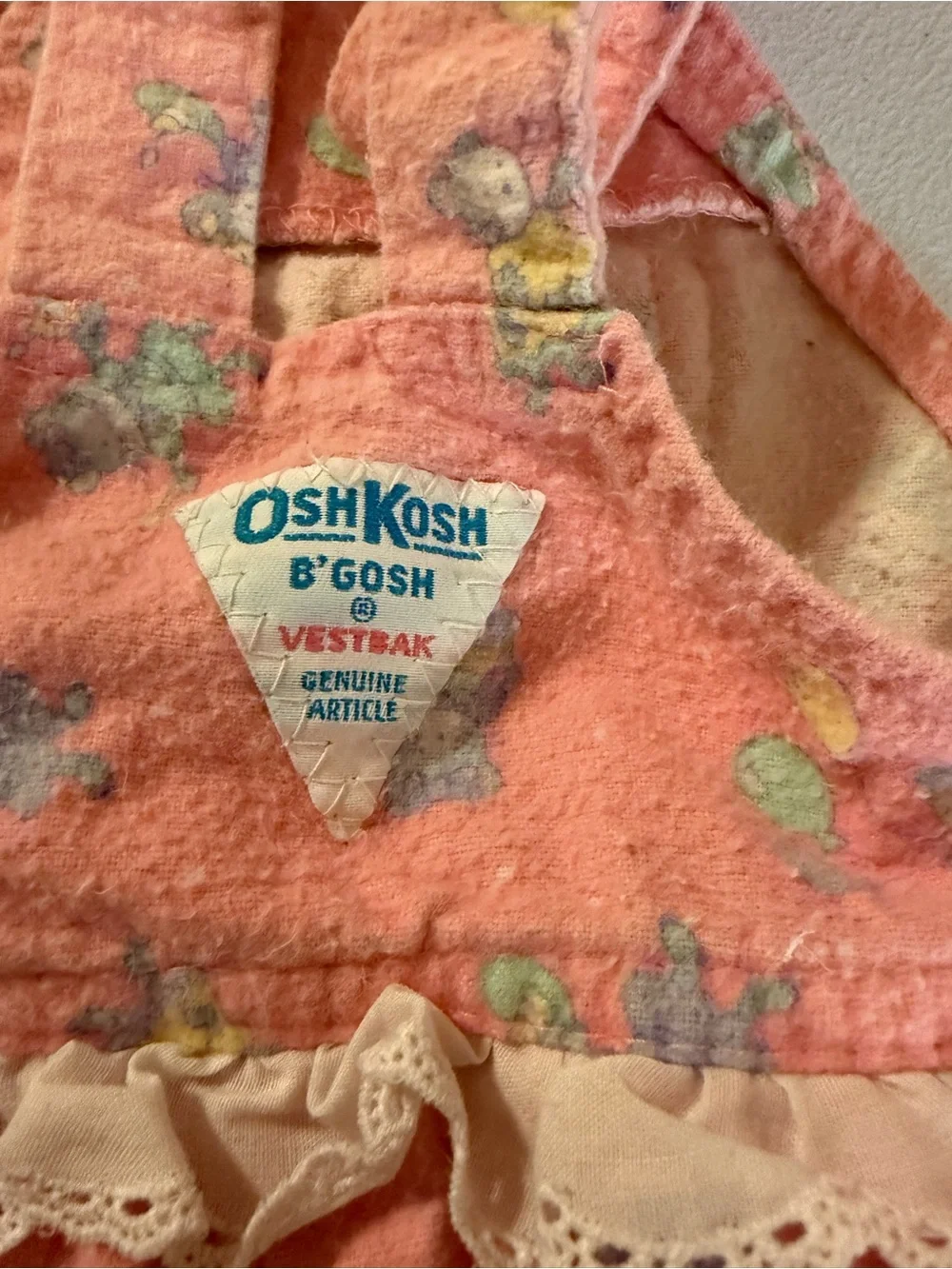 Vintage 90s Oshkosh B Gosh girls Pink Overalls birthday Cotton 18 Months USA